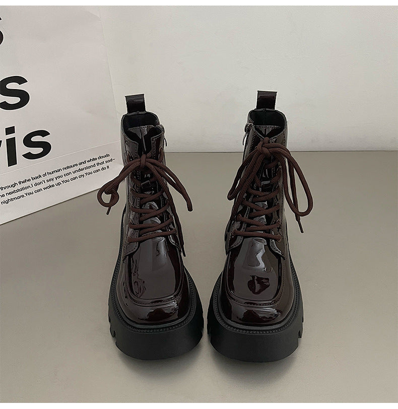 Women’s Vintage British-Style Chunky-Heel Ankle Boots – Thick-Soled Western Boots