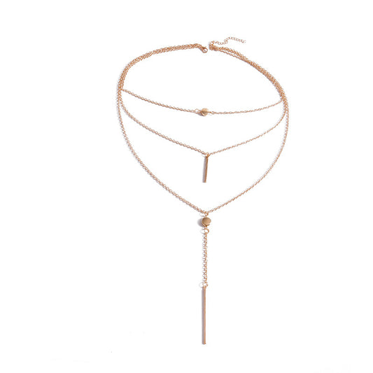 Delicate Metal Bar with Small Dots Necklace Minimalist Gold Silver | UK