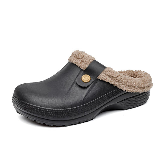 Unisex Fleece-Lined Cotton Slippers – Warm Thick-Soled Non-Slip Home Slippers