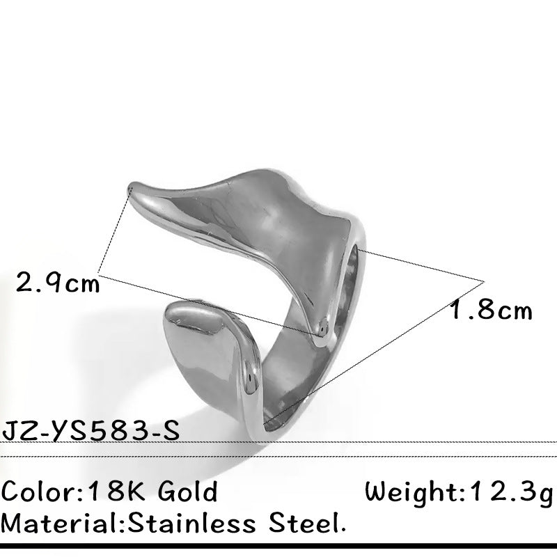 Stainless Steel Ring, Minimalist Geometric Polished Band For Women