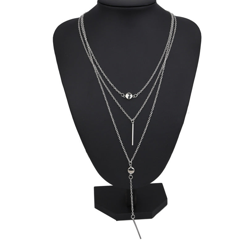 Delicate Metal Bar with Small Dots Necklace Minimalist Gold Silver | UK