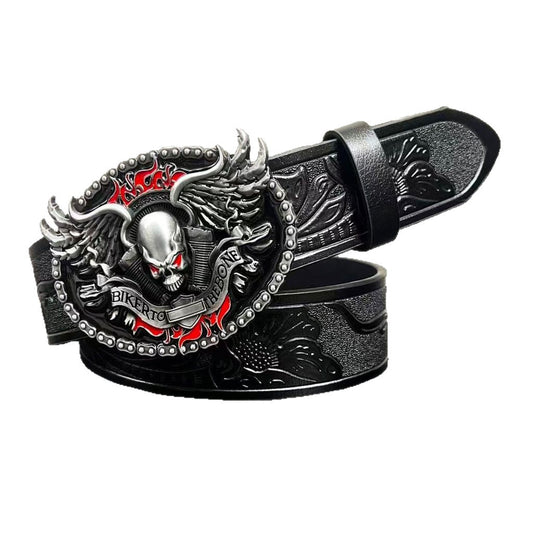 Men’s Alloy Buckle Leather Belt UK | Vintage Embossed Punk Streetwear Belt