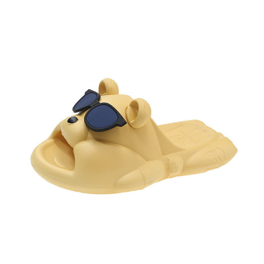 Cute Bear Slide Slippers with Sunglasses – Women’s Summer Streetwear Slides