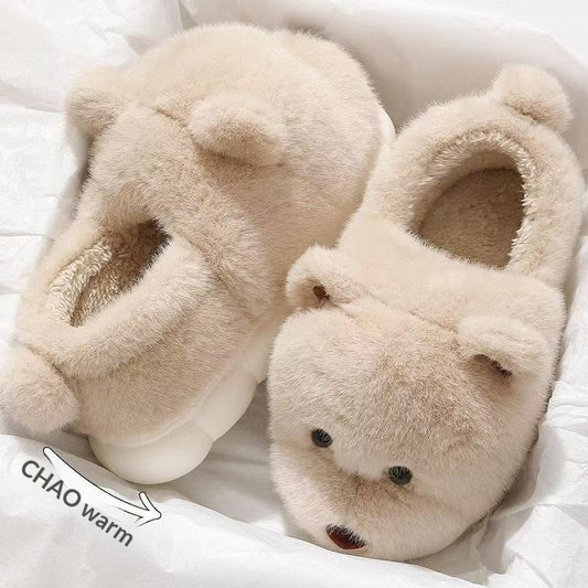 Cartoon Plush Warm Cotton Slippers – Thick-Soled Non-Slip Indoor Slippers