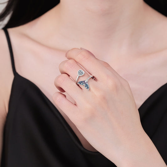 Women's Niche Fishtail Ring Adjustable Geometric White Yellow Gold | UK