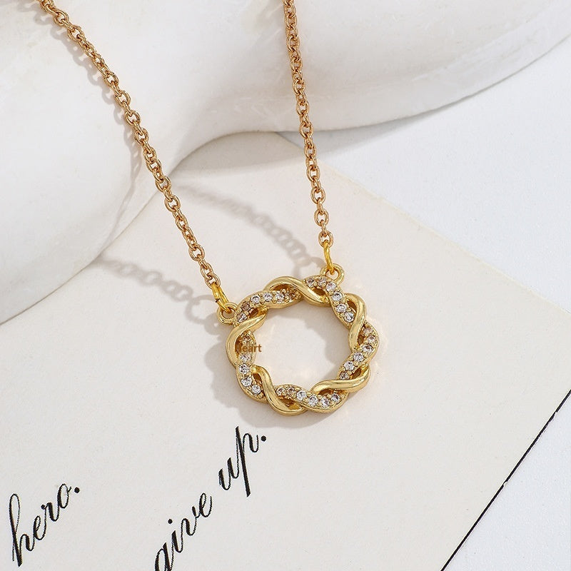 Women's Sophisticated Light-Luxury Geometric Necklace Gold Flower Zircon | UK