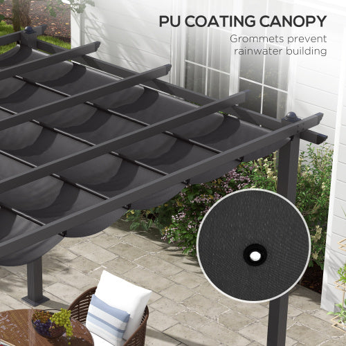 Outsunny 3 X 3m Aluminium Pergola, With Retractable Roof - Dark Grey