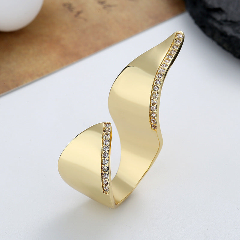 Fashionable Exaggerated Irregular Open Ring For Women - Adjustable Geometric Statement Ring