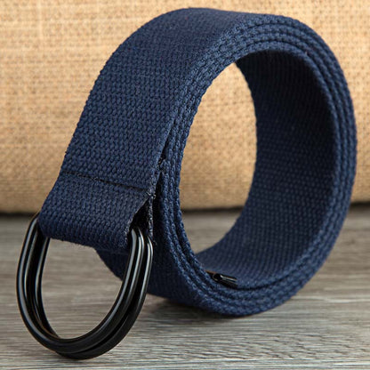 Double-Loop Fabric Belt UK | Unisex Canvas Belt with Smooth Buckle