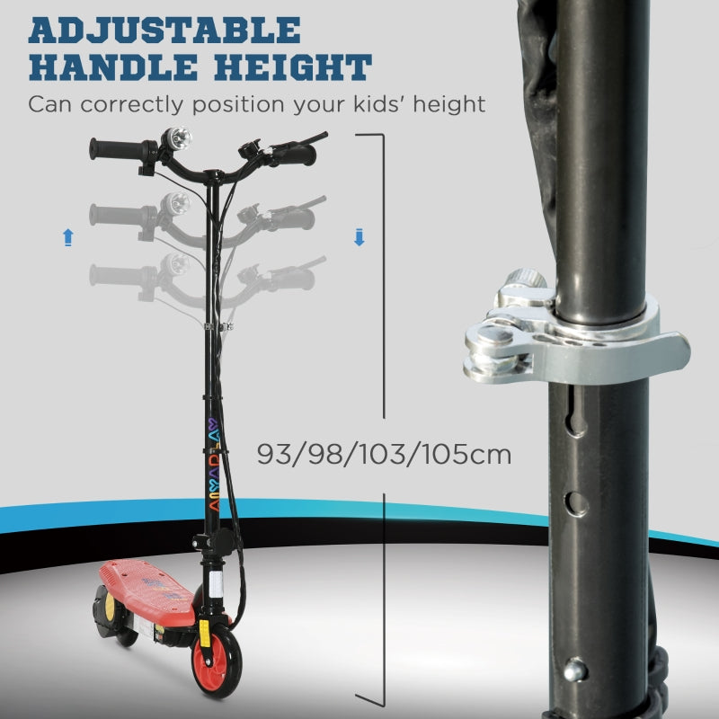 HOMCOM Foldable Electric Scooter, With LED Headlights, For Ages 7-14 Years, Red