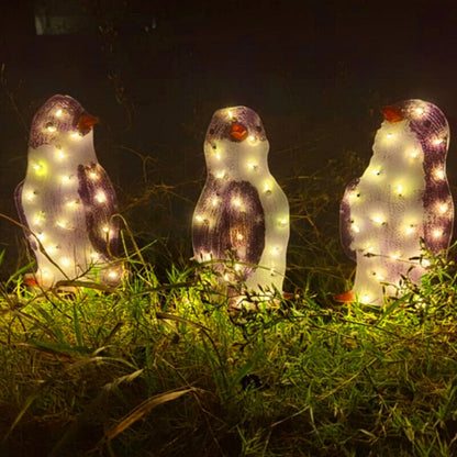 3X Christmas Penguin Acrylic LED Light Up Decoration Indoor Outdoor Figurine
