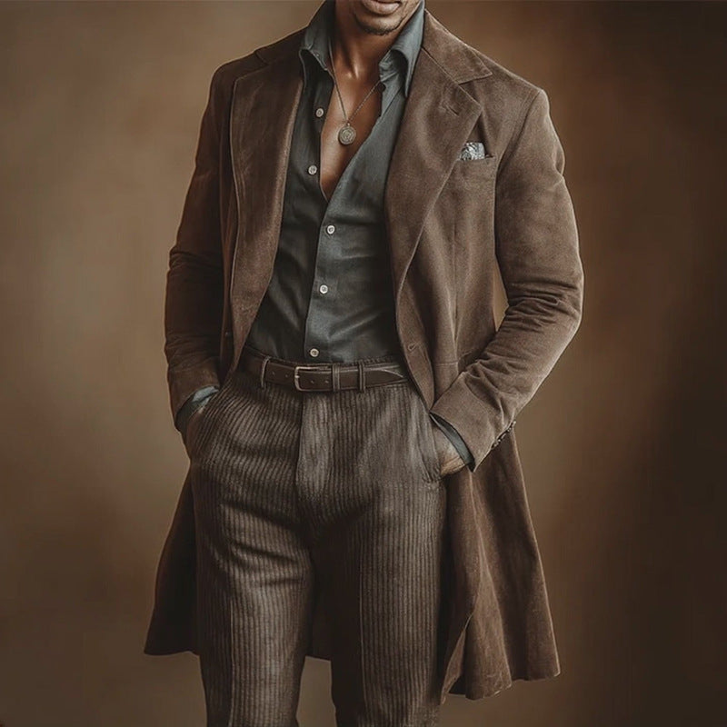 Mid-length Suede Velvet Retro Casual Blazer