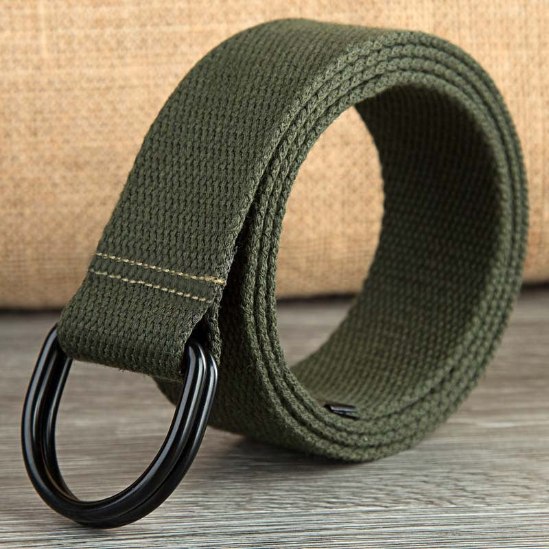 Double-Loop Fabric Belt UK | Unisex Canvas Belt with Smooth Buckle