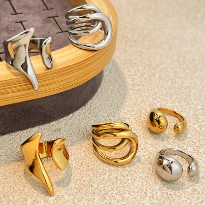 Stainless Steel Ring, Minimalist Geometric Polished Band For Women