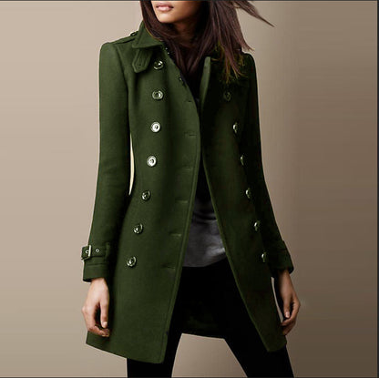 Women's Double-Breasted Wool Overcoat - Premium Winter Coat