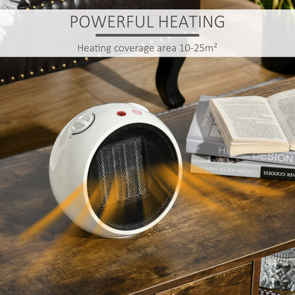 HOMCOM Small Table Top Space Heater, Ceramic Electric Heater With 2 Heat And Fan, Adjustable Temperature, Tip-Over & Overheating Protection, 900W 1500W