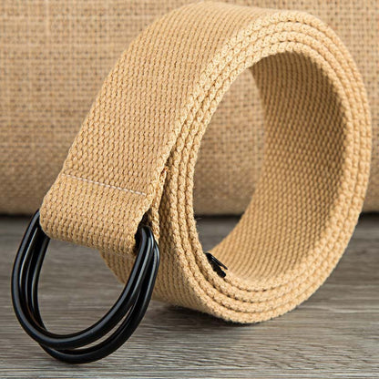 Double-Loop Fabric Belt UK | Unisex Canvas Belt with Smooth Buckle