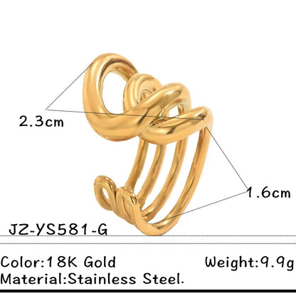 Stainless Steel Ring, Minimalist Geometric Polished Band For Women