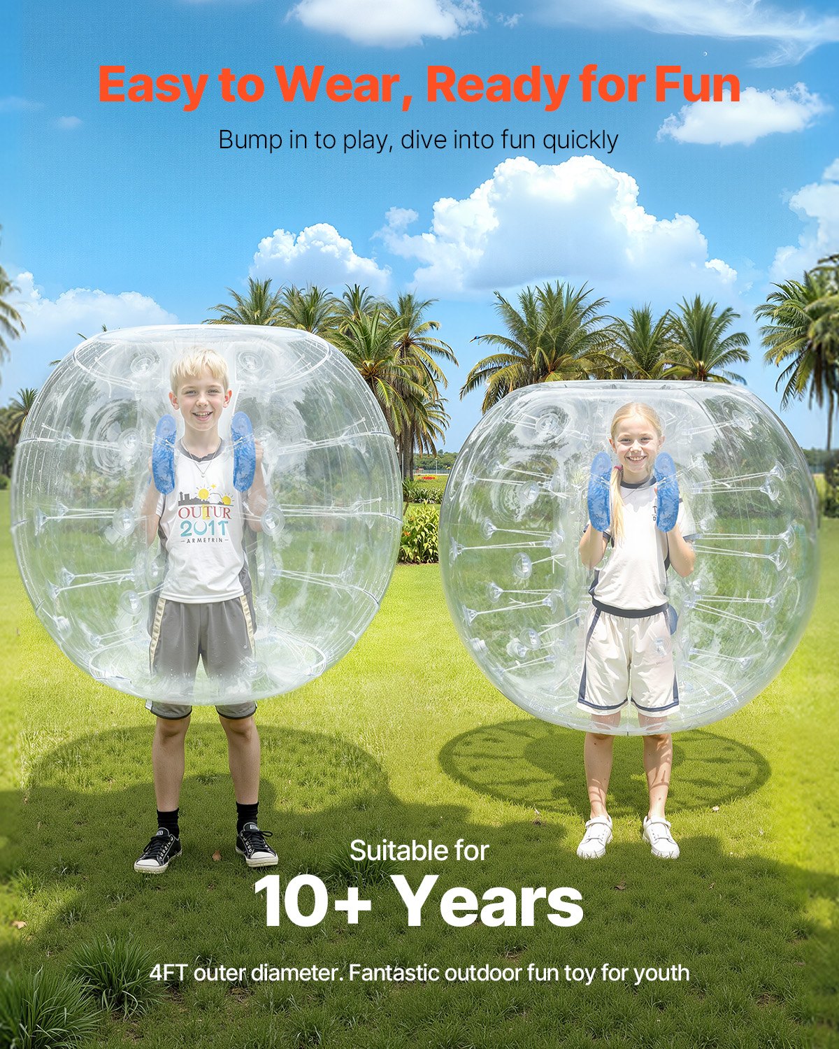 Inflatable Bumper Balls 2-Pack, 4FT/1.2M Body Sumo Zorb Balls For Teen & Adult, 0.8mm Thick PVC Human Hamster Bubble Balls For Outdoor Team Gaming Play, Bumper Bopper Toys For Garden, Yard, Park