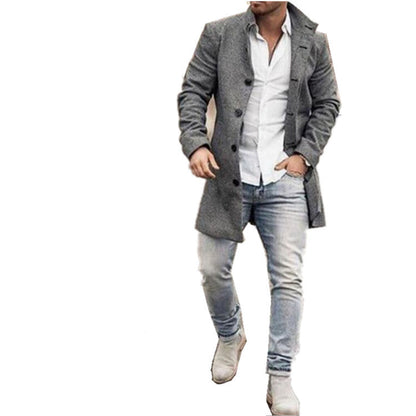 Men's Fashion Casual Tweed Stand-up Collar Coat