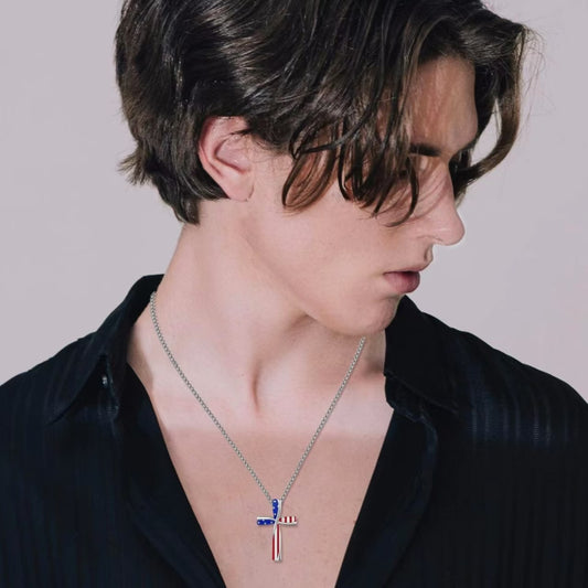 Fashionable Minimalist National Flag Cross Pendant Unisex Necklace | UK