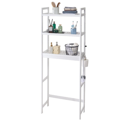 3-Tier Over-the-Toilet Storage Rack - Bamboo Bathroom Organizer 66.9" Height