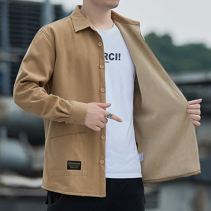 Men's AutumnWinter Cotton Fleece-Lined Thickened Shirt Jacket