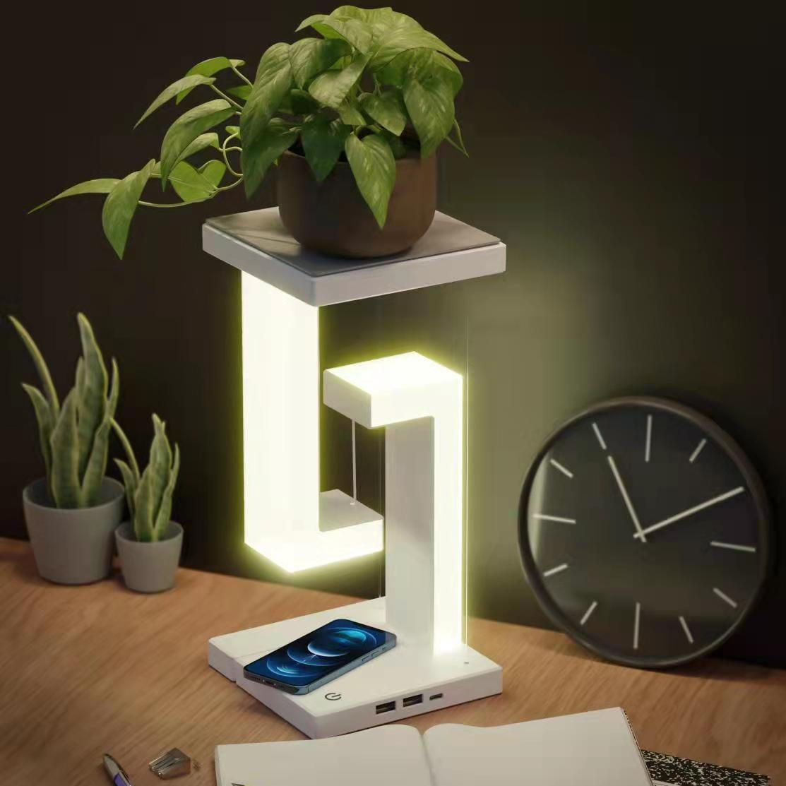 Magnetic Suspension Balance Table Lamp with Wireless Charging – Floating LED Desk & Bedside Lamp (USB, Touch Control)