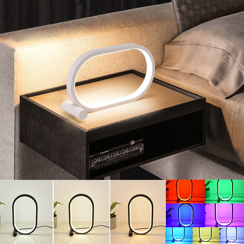 USB Plug-In Oval LED Table Lamp – Touch Control Dimmable Acrylic Bedside, Desk & Night Light (Modern Design)