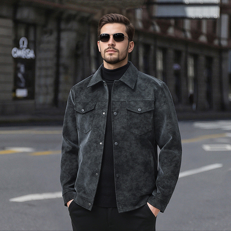 Men's Trendy Casual Streetwear Vintage American-style Leather Jacket
