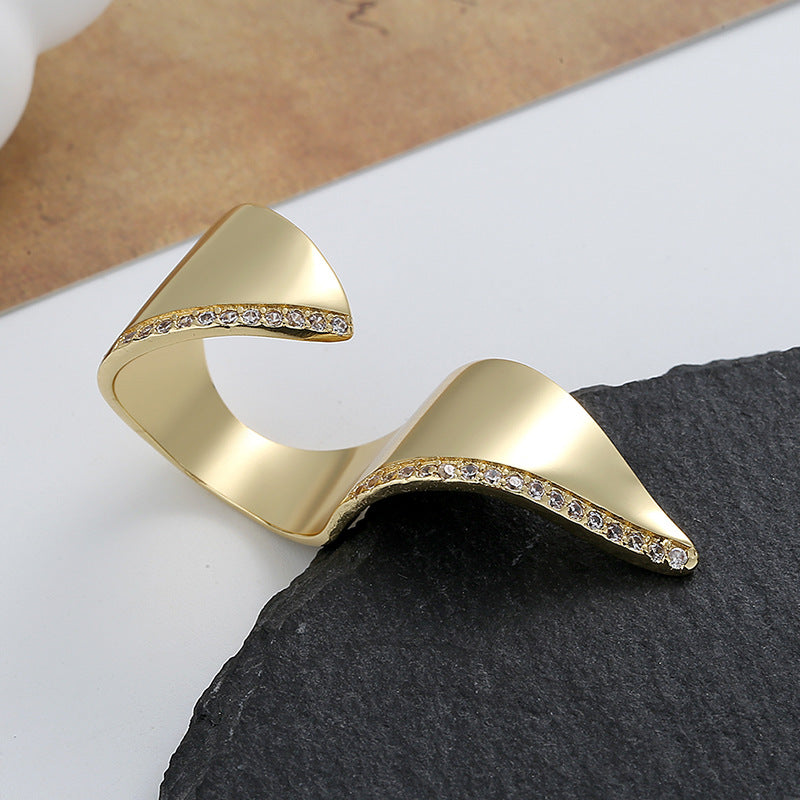 Fashionable Exaggerated Irregular Open Ring For Women - Adjustable Geometric Statement Ring