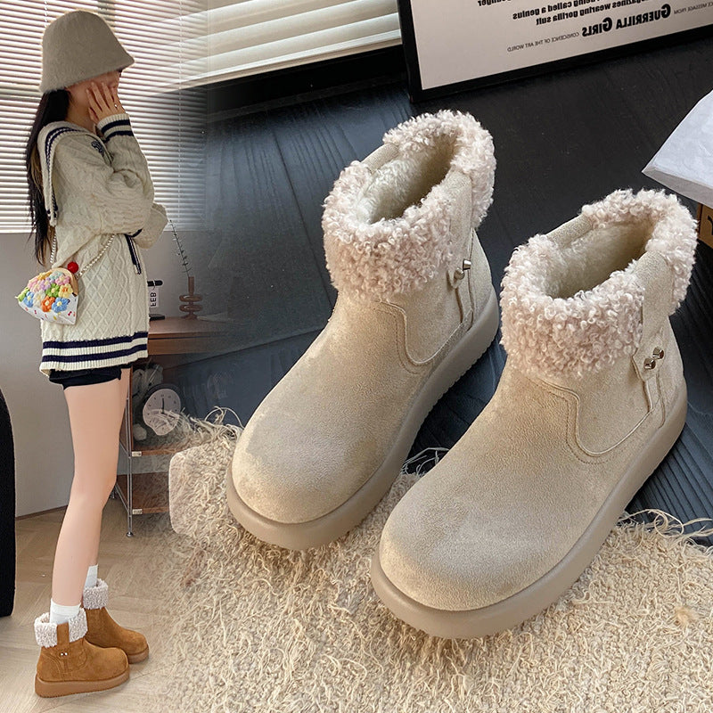 Womens Retro Warm Fuzzy Cotton Shoes