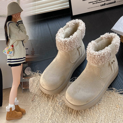 Womens Retro Warm Fuzzy Cotton Shoes