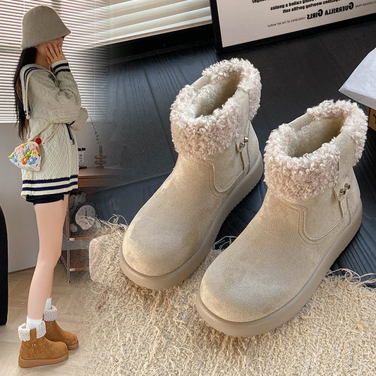 Womens Retro Warm Fuzzy Cotton Shoes