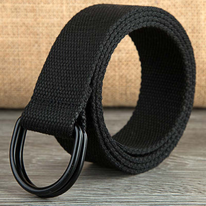Double-Loop Fabric Belt UK | Unisex Canvas Belt with Smooth Buckle