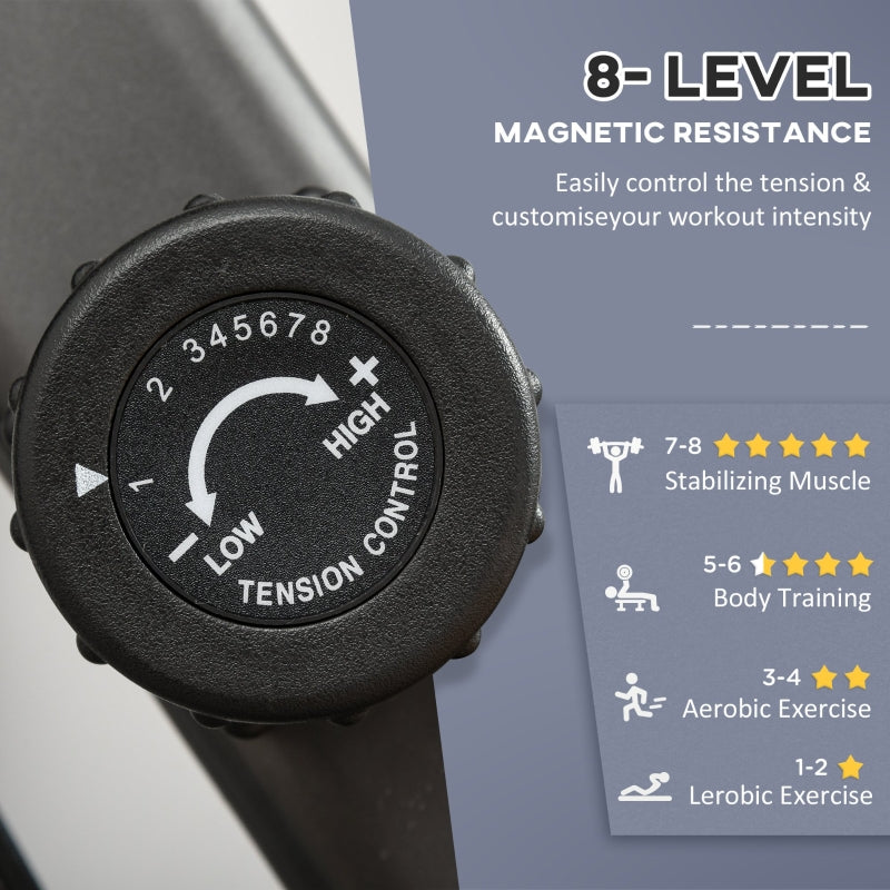 HOMCOM Recumbent Exercise Bike Recovery Exerciser, 8-Level Magnetic Resistance Stationary Bike With Pad Holder, LCD Monitor, For Indoor Cardio Workout, Black