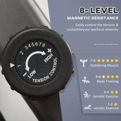 HOMCOM Recumbent Exercise Bike Recovery Exerciser, 8-Level Magnetic Resistance Stationary Bike With Pad Holder, LCD Monitor, For Indoor Cardio Workout, Black