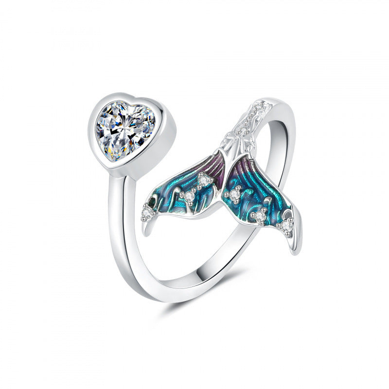 Women's Niche Fishtail Ring Adjustable Geometric White Yellow Gold | UK