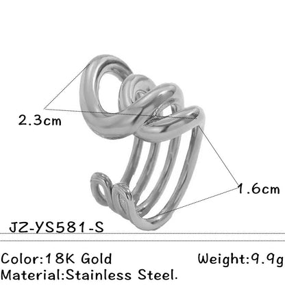 Stainless Steel Ring, Minimalist Geometric Polished Band For Women