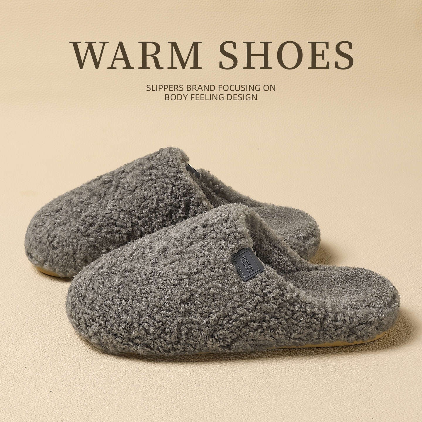 Cozy Thick-Soled Plush Slippers – Warm Closed-Toe Home Slippers (Unisex)