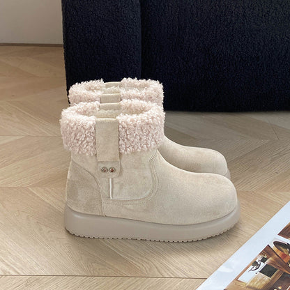 Womens Retro Warm Fuzzy Cotton Shoes