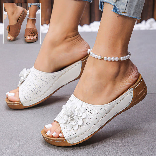 Flower Wedges Sandals – Summer Retro Hollow Beach Shoes for Women