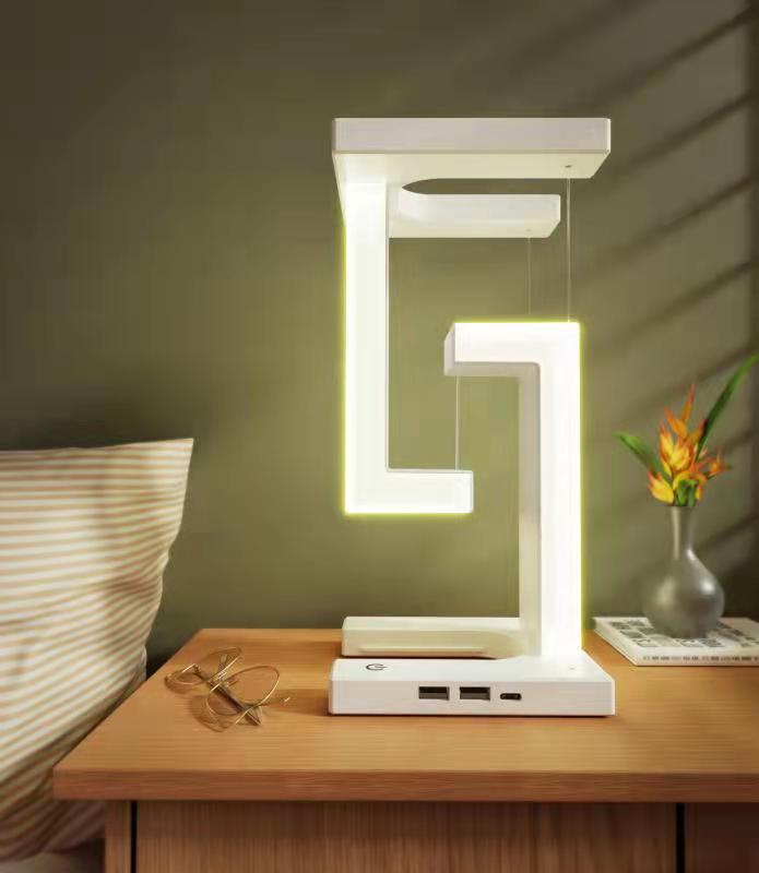 Magnetic Suspension Balance Table Lamp with Wireless Charging – Floating LED Desk & Bedside Lamp (USB, Touch Control)