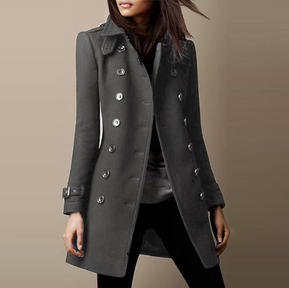 Women's Double-Breasted Wool Overcoat - Premium Winter Coat