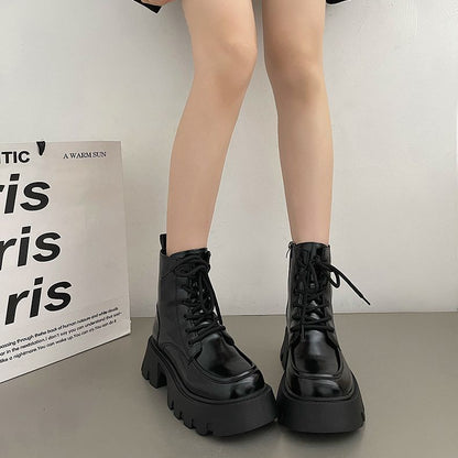 Women’s Vintage British-Style Chunky-Heel Ankle Boots – Thick-Soled Western Boots