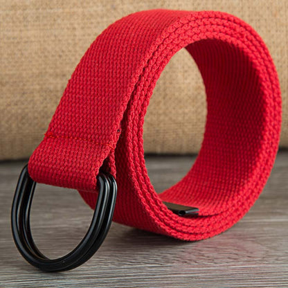 Double-Loop Fabric Belt UK | Unisex Canvas Belt with Smooth Buckle