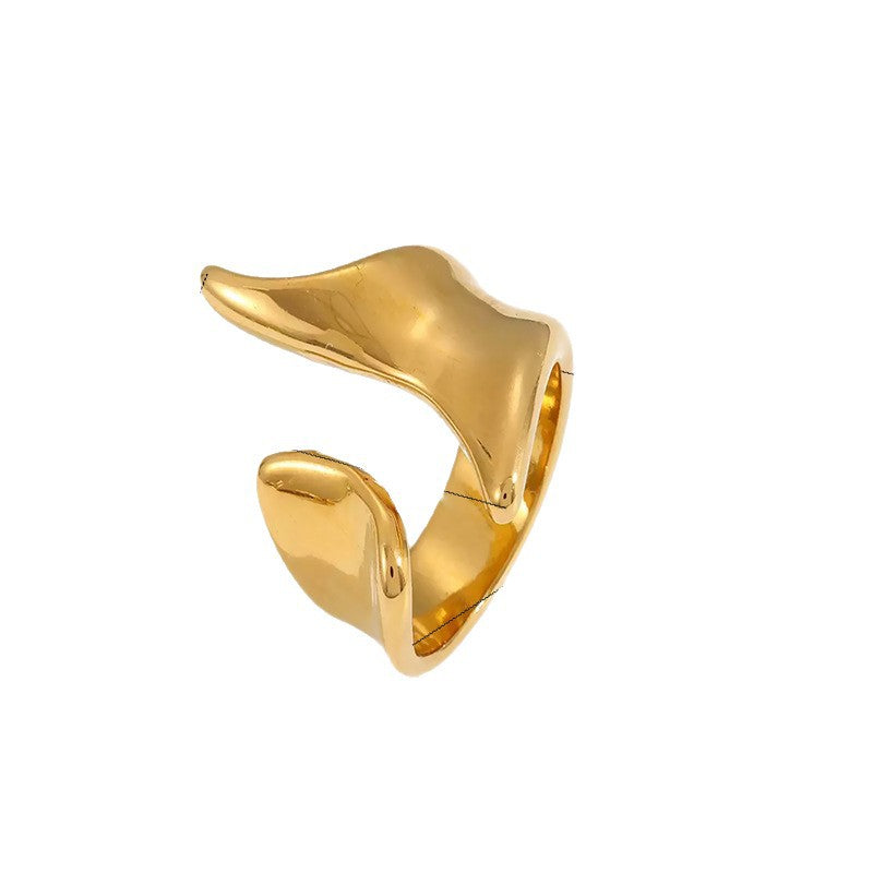 Stainless Steel Ring, Minimalist Geometric Polished Band For Women