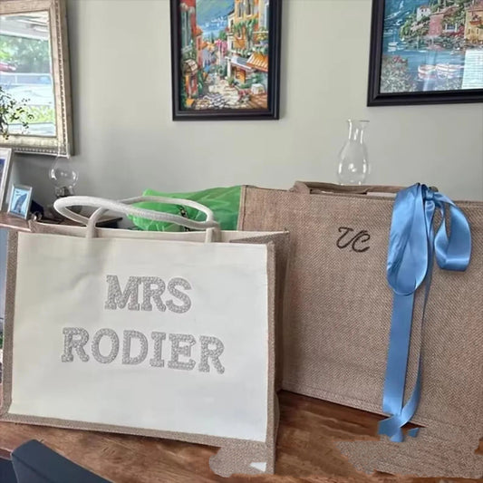 Custom Cute Canvas Tote Bag with Pearl Accessories UK | Large Everyday Tote