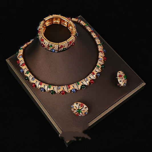 Necklace Earrings Bracelet Set Lightweight Luxury Elegance Jewelry | UK