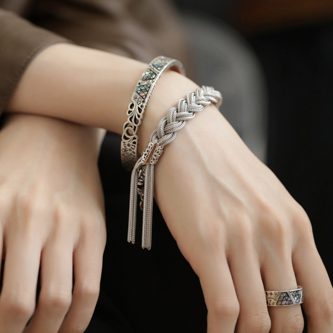 Womens Retro Dreadlock Braided Twisted Tassel Bracelet - Geometric Hip-Hop Style Copper Jewellery